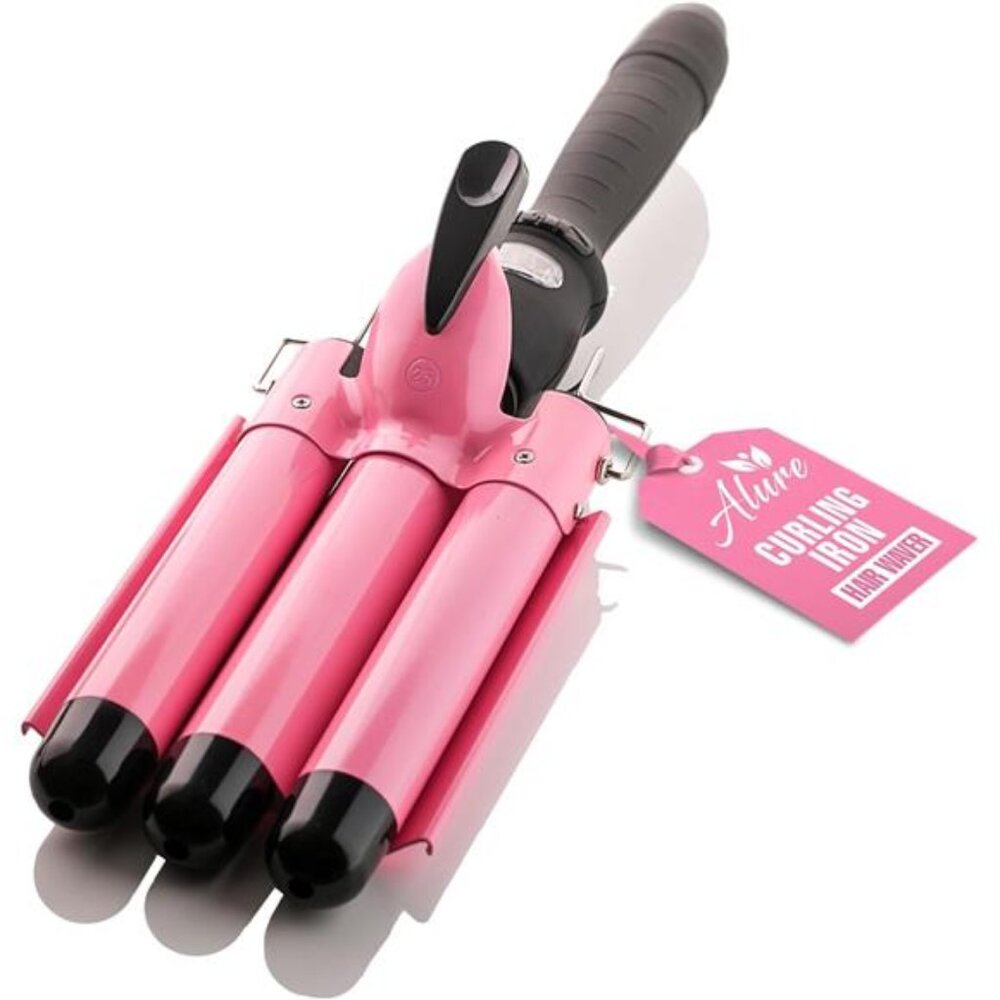 Three Barrel Curling Iron Wand Hair Waver with LCD Temperature Display - 1 Inch